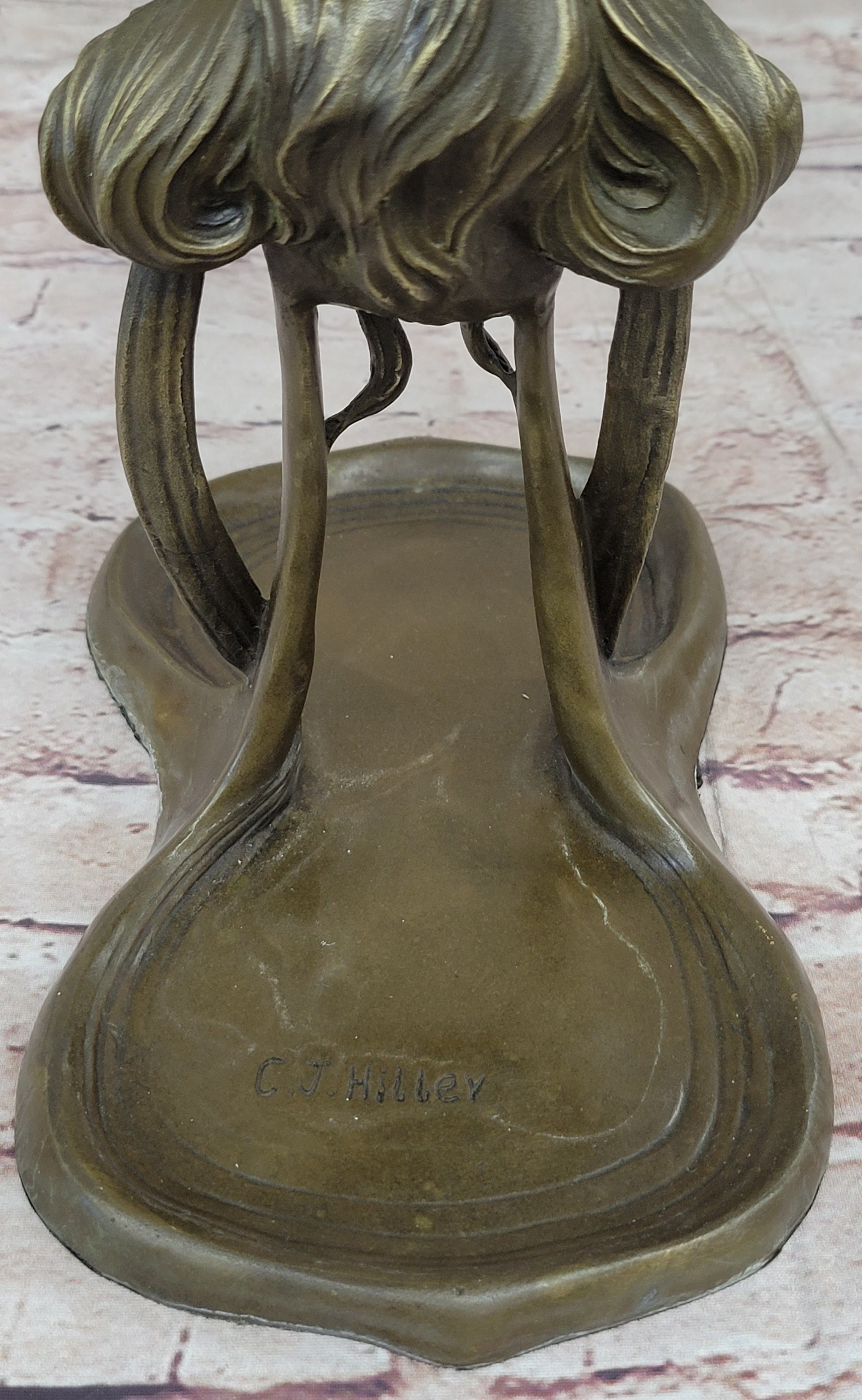 Art Nouveau Candy Dish Bronze Figural Sculpture Lost Wax
