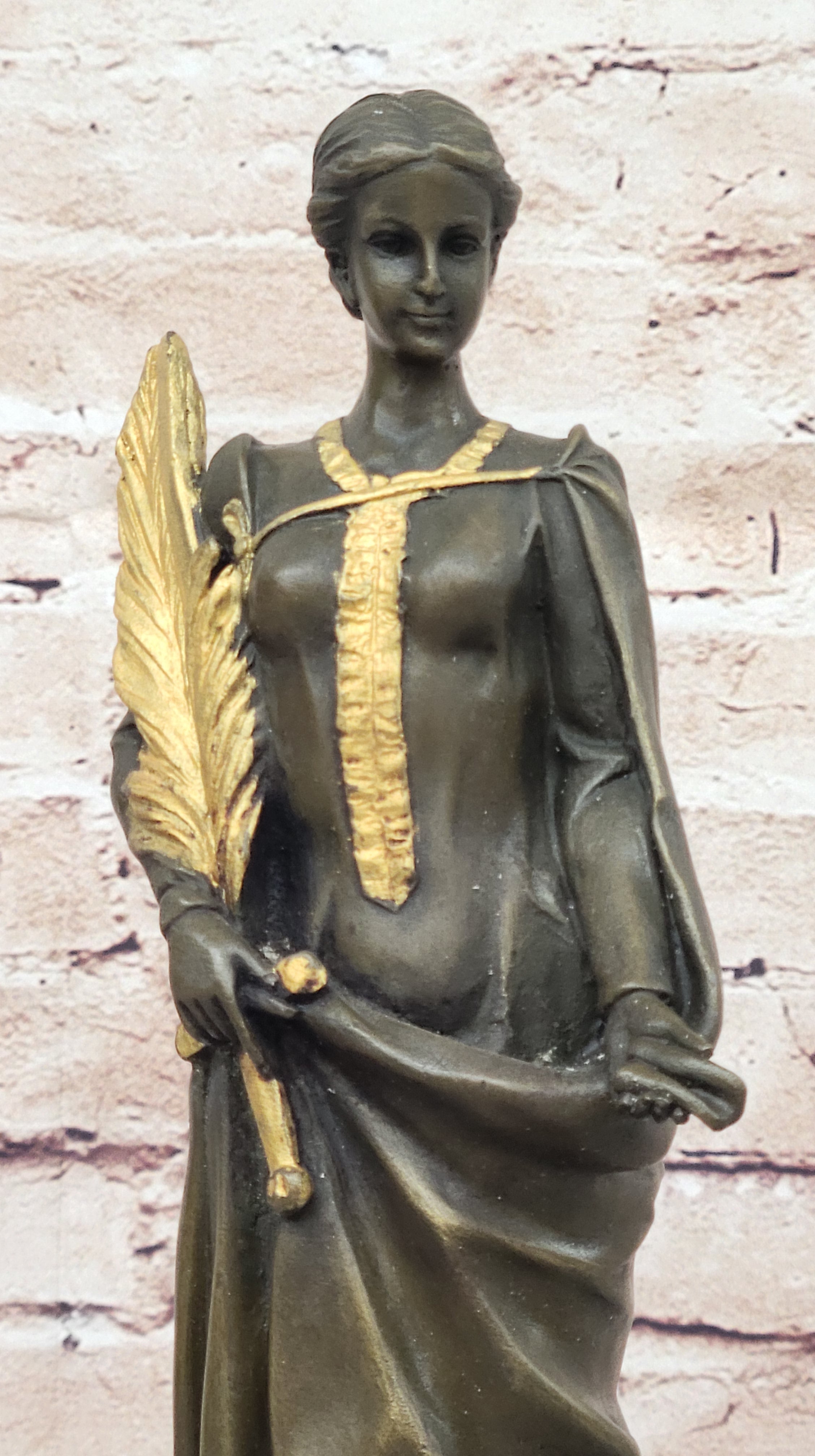 J. Kassin Bronze Woman with Gilded Palm – Elegant Sculpture