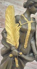 J. Kassin Bronze Woman with Gilded Palm – Elegant Sculpture