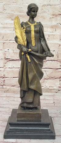 J. Kassin Bronze Woman with Gilded Palm – Elegant Sculpture