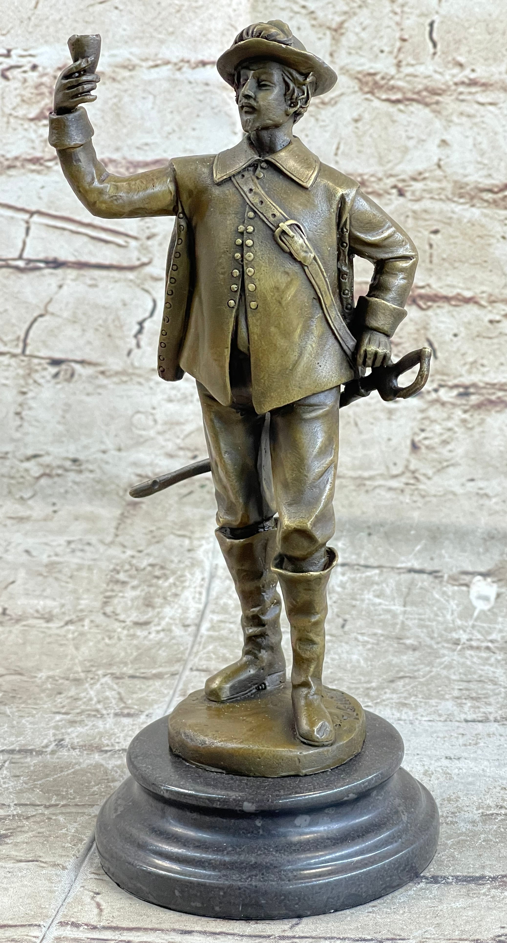 Real Pure Classic Bronze Cavalier Cavalry Soldier Sculpture