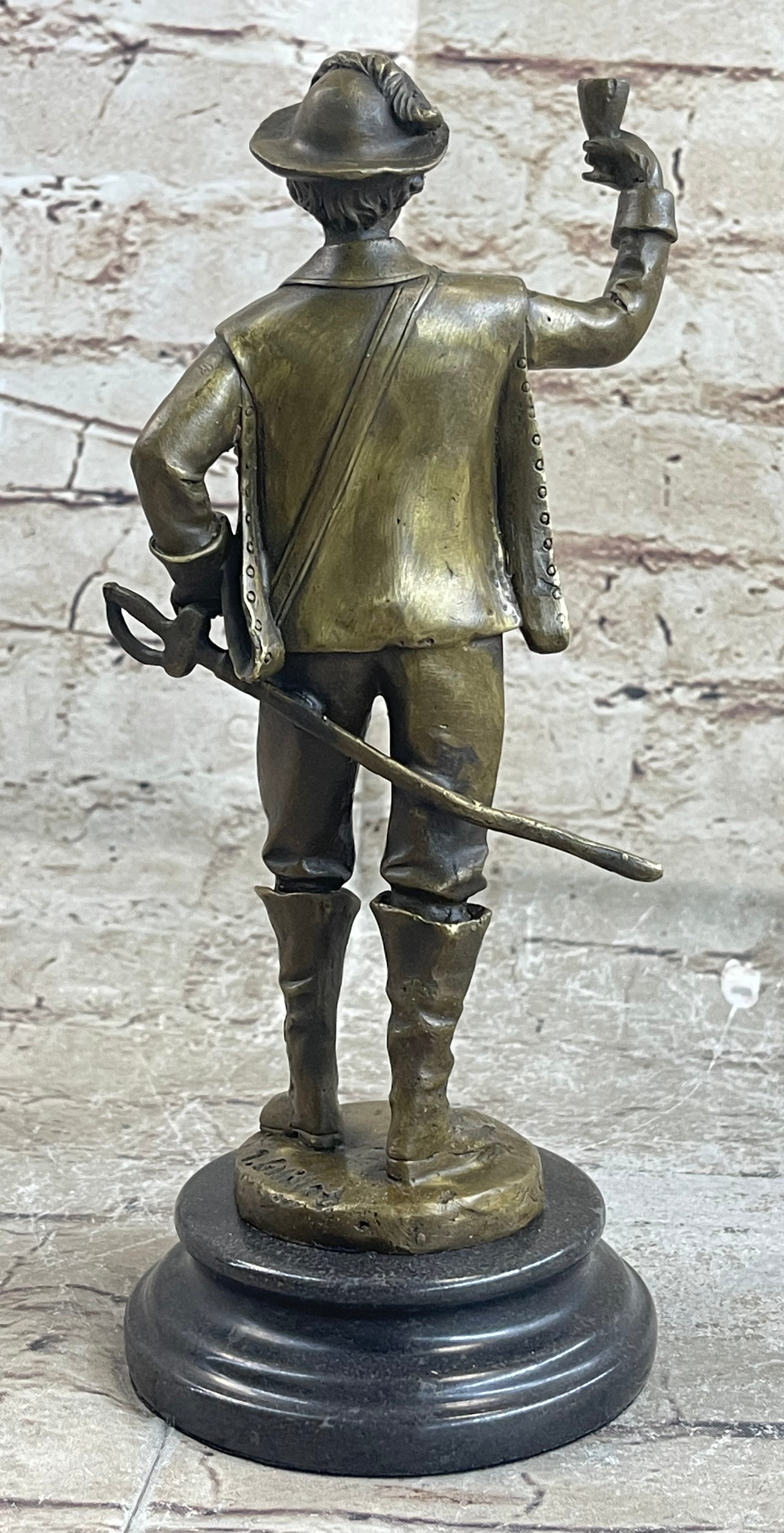 Real Pure Classic Bronze Cavalier Cavalry Soldier Sculpture