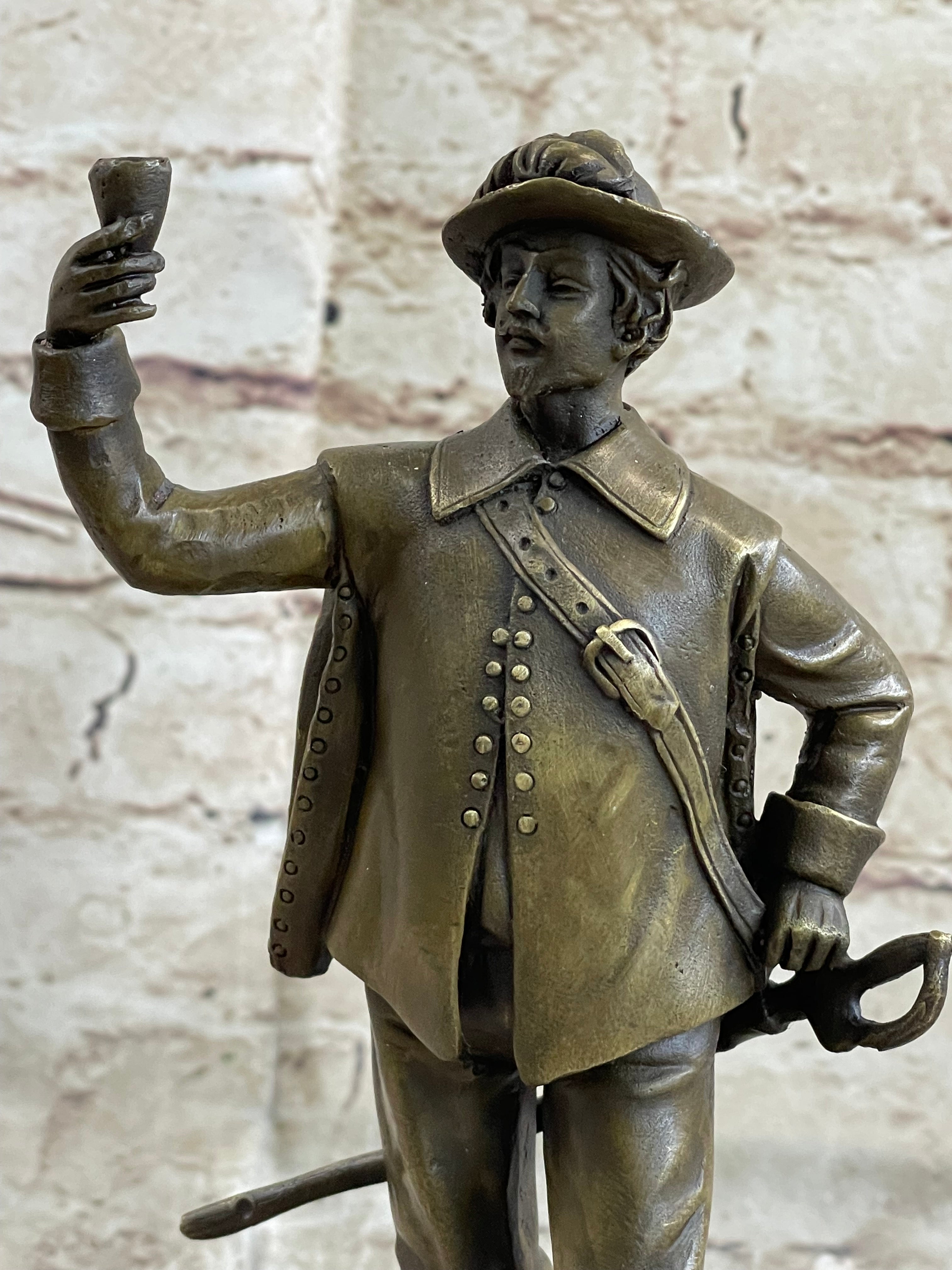 Real Pure Classic Bronze Cavalier Cavalry Soldier Sculpture