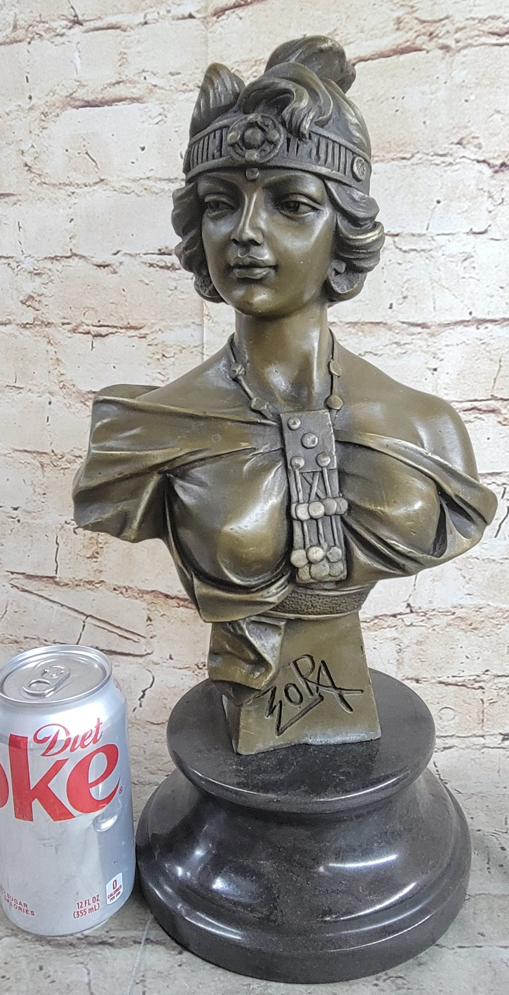 100% Bronze Sculpture Zora by Emmanuel Villanis