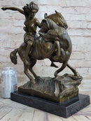 Horse Mounted Female Amazon Warrior by Auguste Kiss Bronze Sculpture