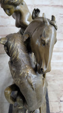 Horse Mounted Female Amazon Warrior by Auguste Kiss Bronze Sculpture