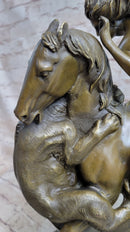 Horse Mounted Female Amazon Warrior by Auguste Kiss Bronze Sculpture