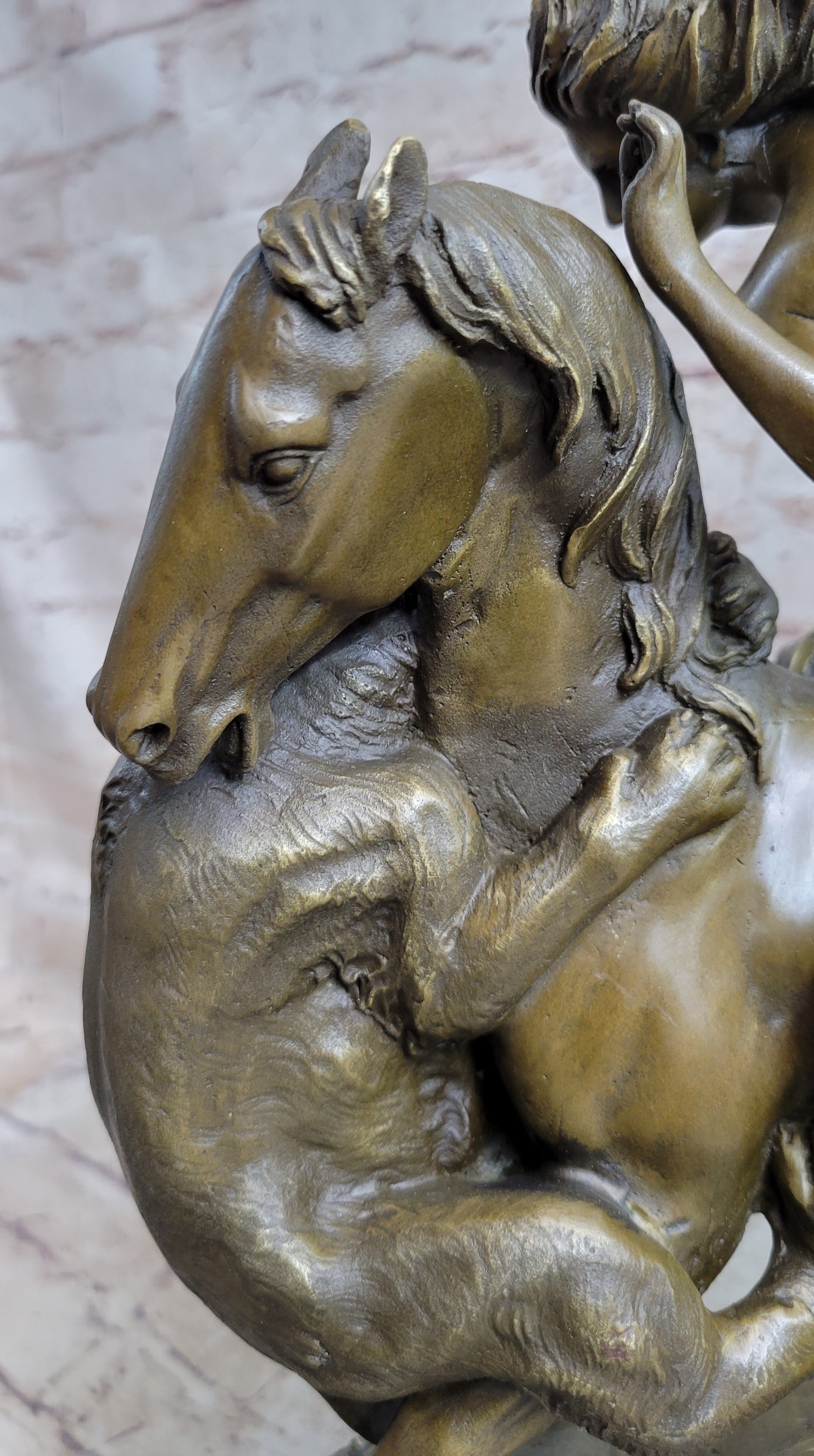 Horse Mounted Female Amazon Warrior by Auguste Kiss Bronze Sculpture