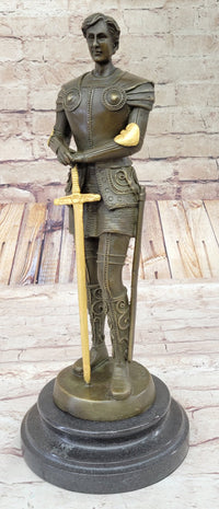 Saint Joan of Arc in Plate Armor Bronze Sculpture
