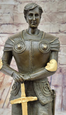 Saint Joan of Arc in Plate Armor Bronze Sculpture