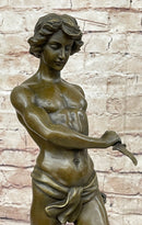 Lion Slayer Bronze Sculpture by L. Potet on Marble Base