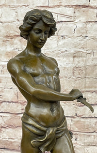 Lion Slayer Bronze Sculpture by L. Potet on Marble Base