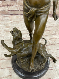 Lion Slayer Bronze Sculpture by L. Potet on Marble Base