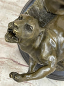 Lion Slayer Bronze Sculpture by L. Potet on Marble Base