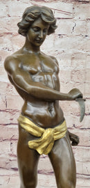 Young Tarzan Killing Leopard 100% Solid Bronze Sculpture