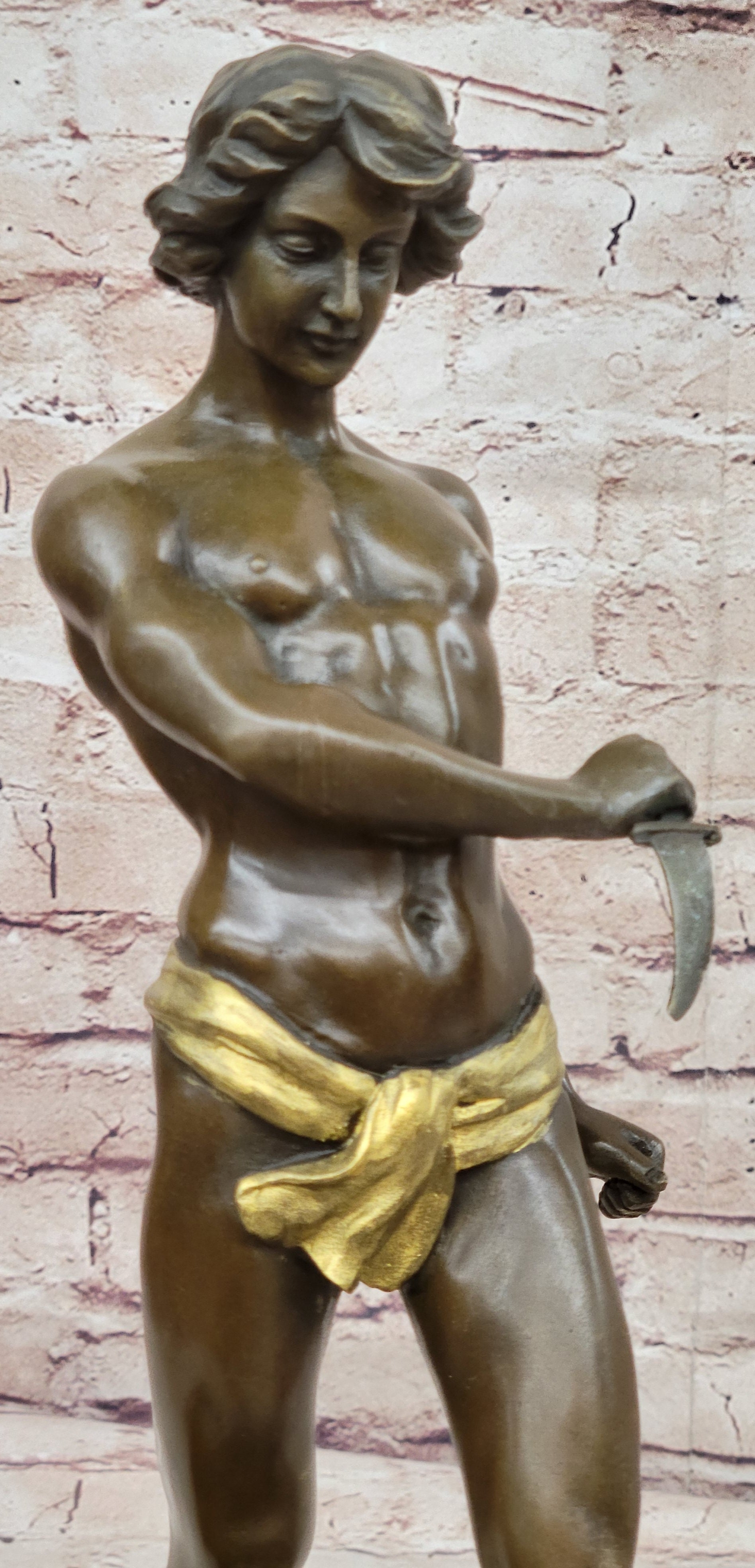Young Tarzan Killing Leopard 100% Solid Bronze Sculpture