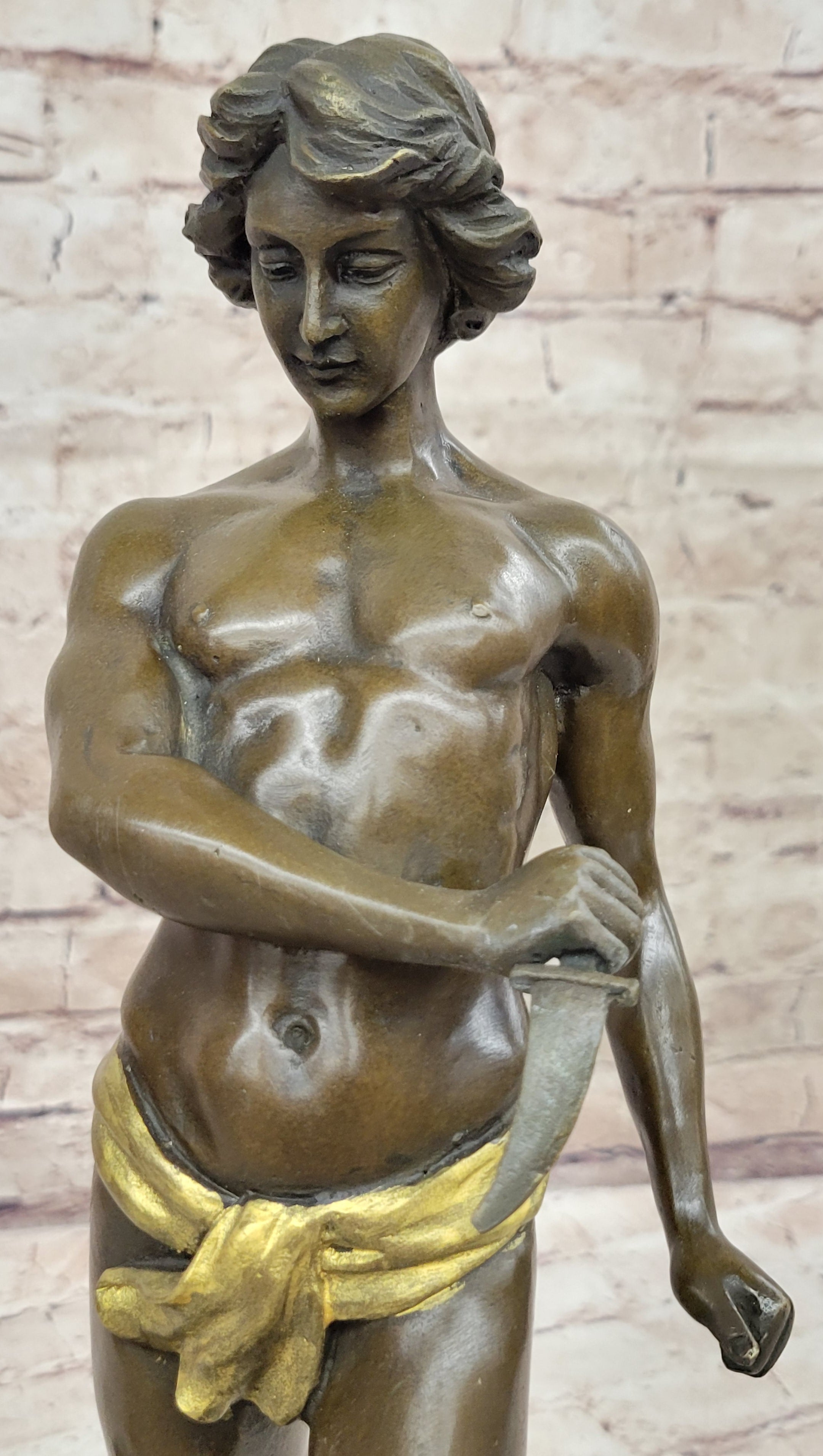 Young Tarzan Killing Leopard 100% Solid Bronze Sculpture