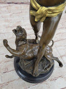 Young Tarzan Killing Leopard 100% Solid Bronze Sculpture