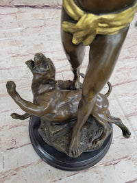 Young Tarzan Killing Leopard 100% Solid Bronze Sculpture