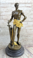 FRENCH BRONZE SCULPTURE FIGURE ENTITLED `LE TRAVAIL AFTER MAURICE CONSTANT NUDE