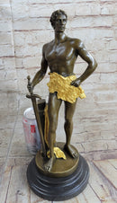 FRENCH BRONZE SCULPTURE FIGURE ENTITLED `LE TRAVAIL AFTER MAURICE CONSTANT NUDE