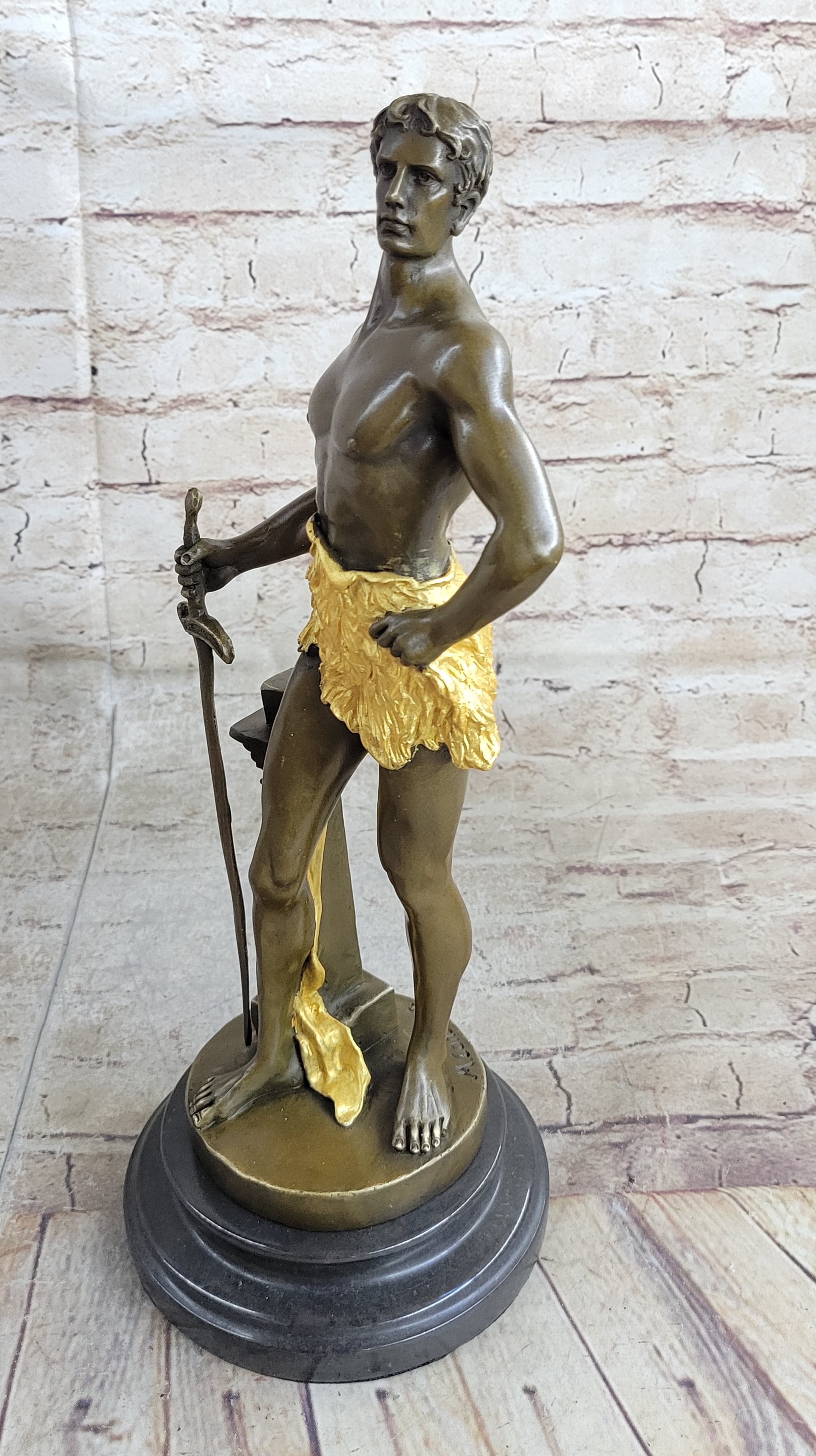 FRENCH BRONZE SCULPTURE FIGURE ENTITLED `LE TRAVAIL AFTER MAURICE CONSTANT NUDE