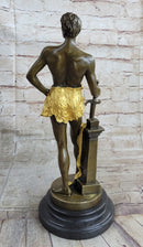 FRENCH BRONZE SCULPTURE FIGURE ENTITLED `LE TRAVAIL AFTER MAURICE CONSTANT NUDE