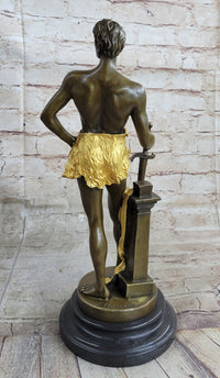 FRENCH BRONZE SCULPTURE FIGURE ENTITLED `LE TRAVAIL AFTER MAURICE CONSTANT NUDE