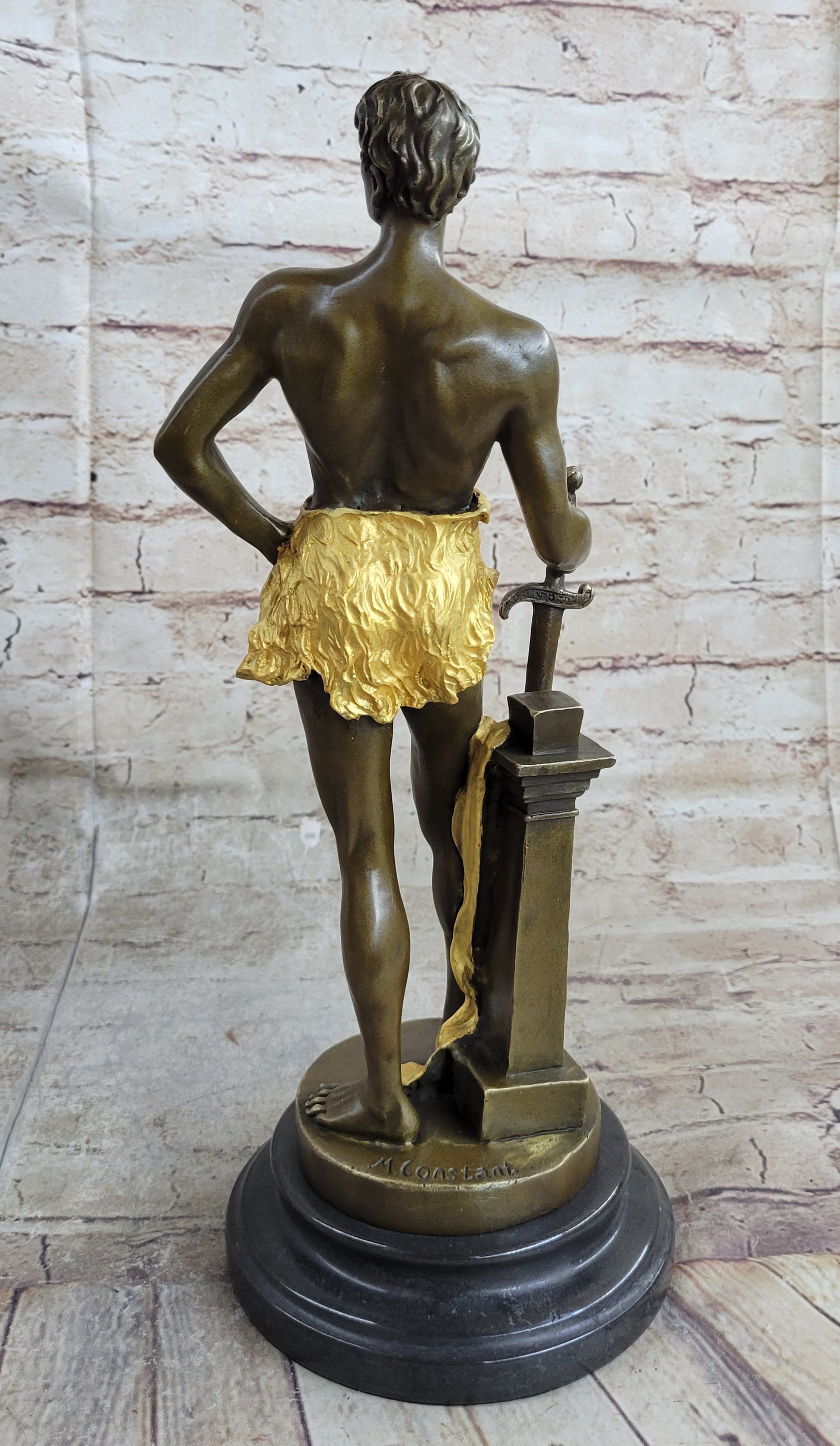 FRENCH BRONZE SCULPTURE FIGURE ENTITLED `LE TRAVAIL AFTER MAURICE CONSTANT NUDE