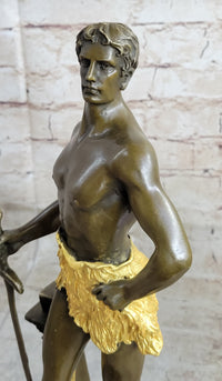 FRENCH BRONZE SCULPTURE FIGURE ENTITLED `LE TRAVAIL AFTER MAURICE CONSTANT NUDE