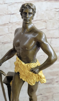 FRENCH BRONZE SCULPTURE FIGURE ENTITLED `LE TRAVAIL AFTER MAURICE CONSTANT NUDE