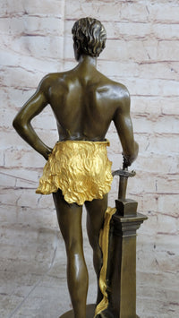FRENCH BRONZE SCULPTURE FIGURE ENTITLED `LE TRAVAIL AFTER MAURICE CONSTANT NUDE