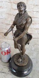 Bronze Sculpture God Apollo Nude Young Man Hunter Bow & Arrow