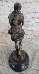 Bronze Sculpture God Apollo Nude Young Man Hunter Bow & Arrow