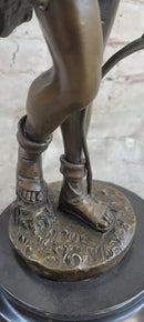 Bronze Sculpture God Apollo Nude Young Man Hunter Bow & Arrow