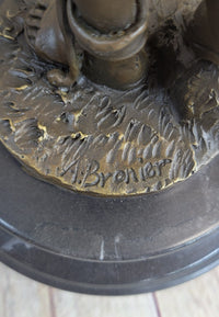 Bronze Sculpture God Apollo Nude Young Man Hunter Bow & Arrow