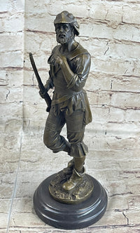 Mid Century French Renaissance Soldier Holding Gun Bronze