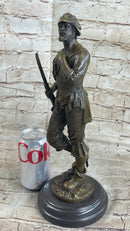 Mid Century French Renaissance Soldier Holding Gun Bronze