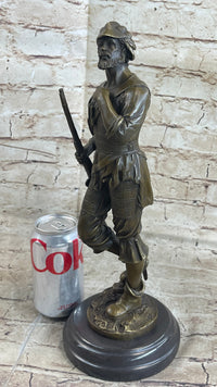 Mid Century French Renaissance Soldier Holding Gun Bronze