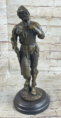 Mid Century French Renaissance Soldier Holding Gun Bronze