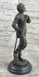 Mid Century French Renaissance Soldier Holding Gun Bronze