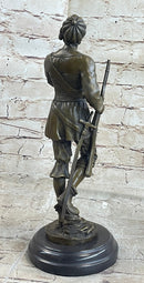 Mid Century French Renaissance Soldier Holding Gun Bronze