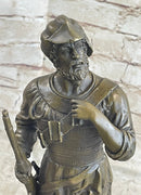 Mid Century French Renaissance Soldier Holding Gun Bronze