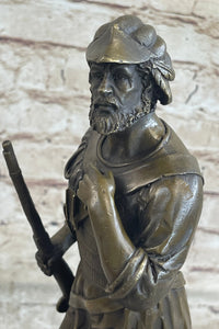 Mid Century French Renaissance Soldier Holding Gun Bronze