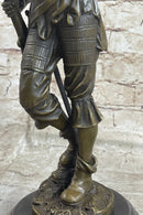 Mid Century French Renaissance Soldier Holding Gun Bronze