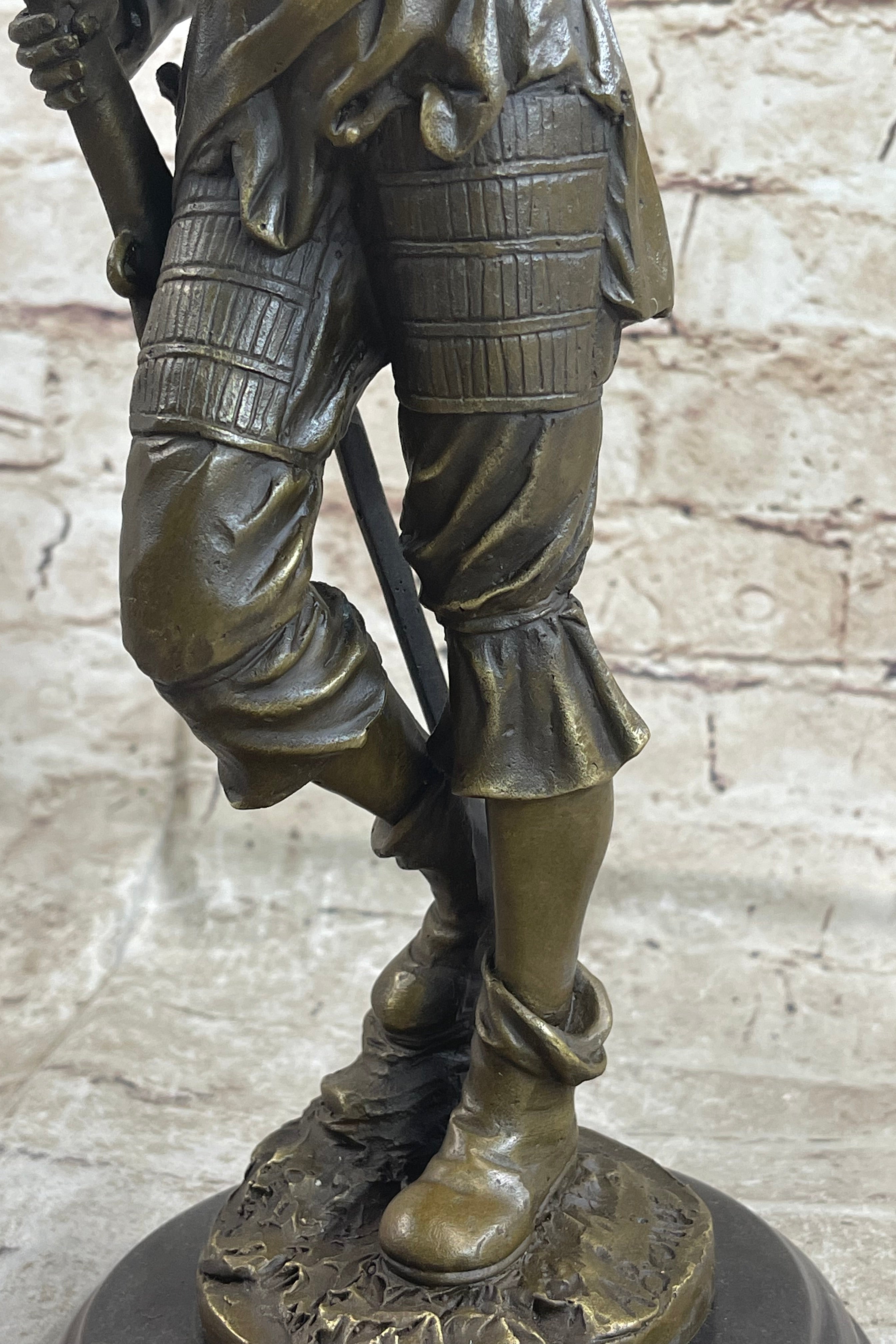 Mid Century French Renaissance Soldier Holding Gun Bronze