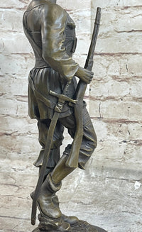 Mid Century French Renaissance Soldier Holding Gun Bronze