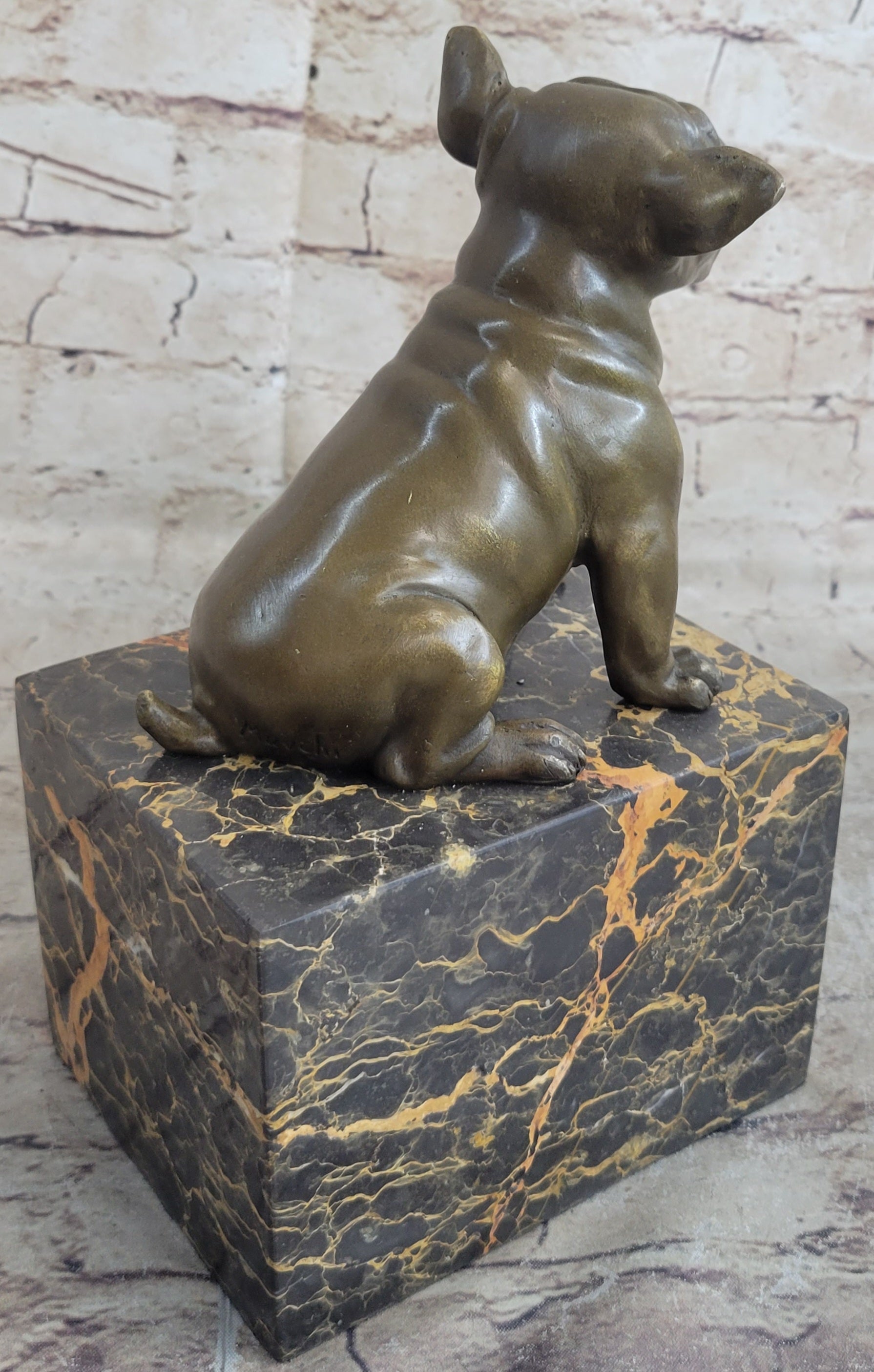 15 LBS English Bulldog Bronze Sculpture Marble Base