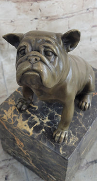 15 LBS English Bulldog Bronze Sculpture Marble Base