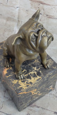 15 LBS English Bulldog Bronze Sculpture Marble Base